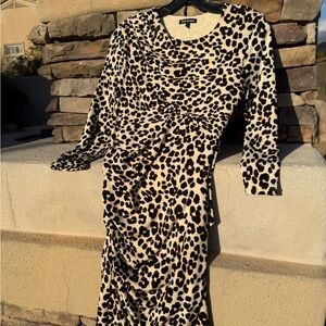 Juicy Couture Women Sleeve Cheetah Leopard Jersey Dress size small